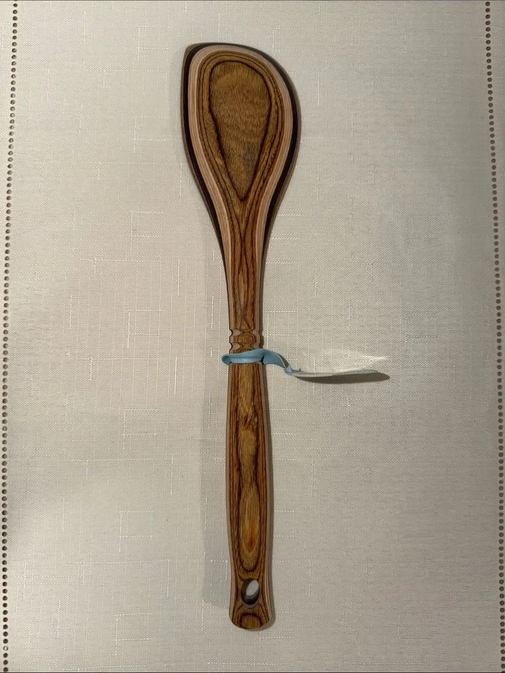 Island Bamboo 12” Natural Brown Ivory Pakka Wood Spoon for All Cookware
